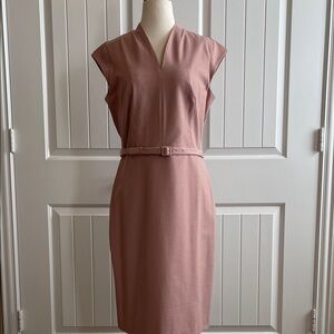 Ann Taylor Mauve Belted Midi Dress